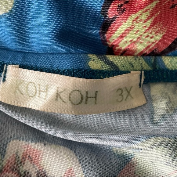 Koh Koh Tropical Flowers One Off Shoulder Maxi Formal Evening Dress Plus Size 3X - Picture 6 of 6